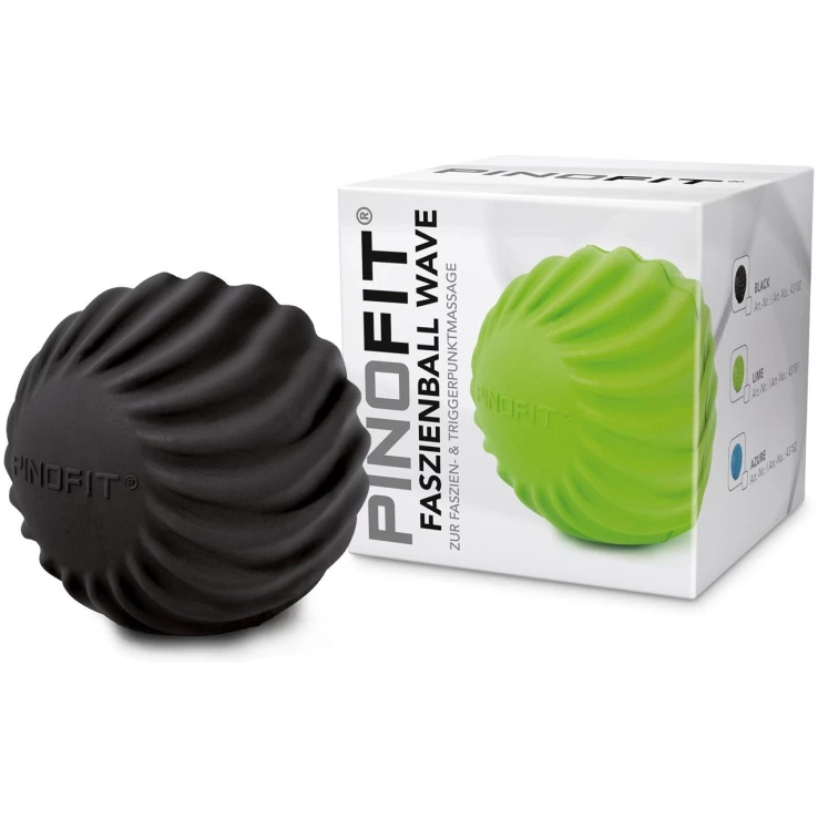 PINOFIT trigera punktu masāžas bumba 9,8 cm ar viļņiem, melna
